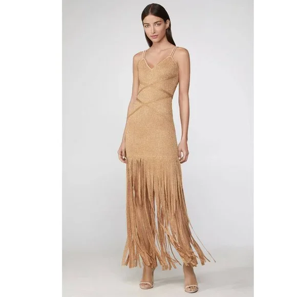 Herve Leger | Dresses | Herve Leger Lurex Ribbon Fringe Dress | Poshmark